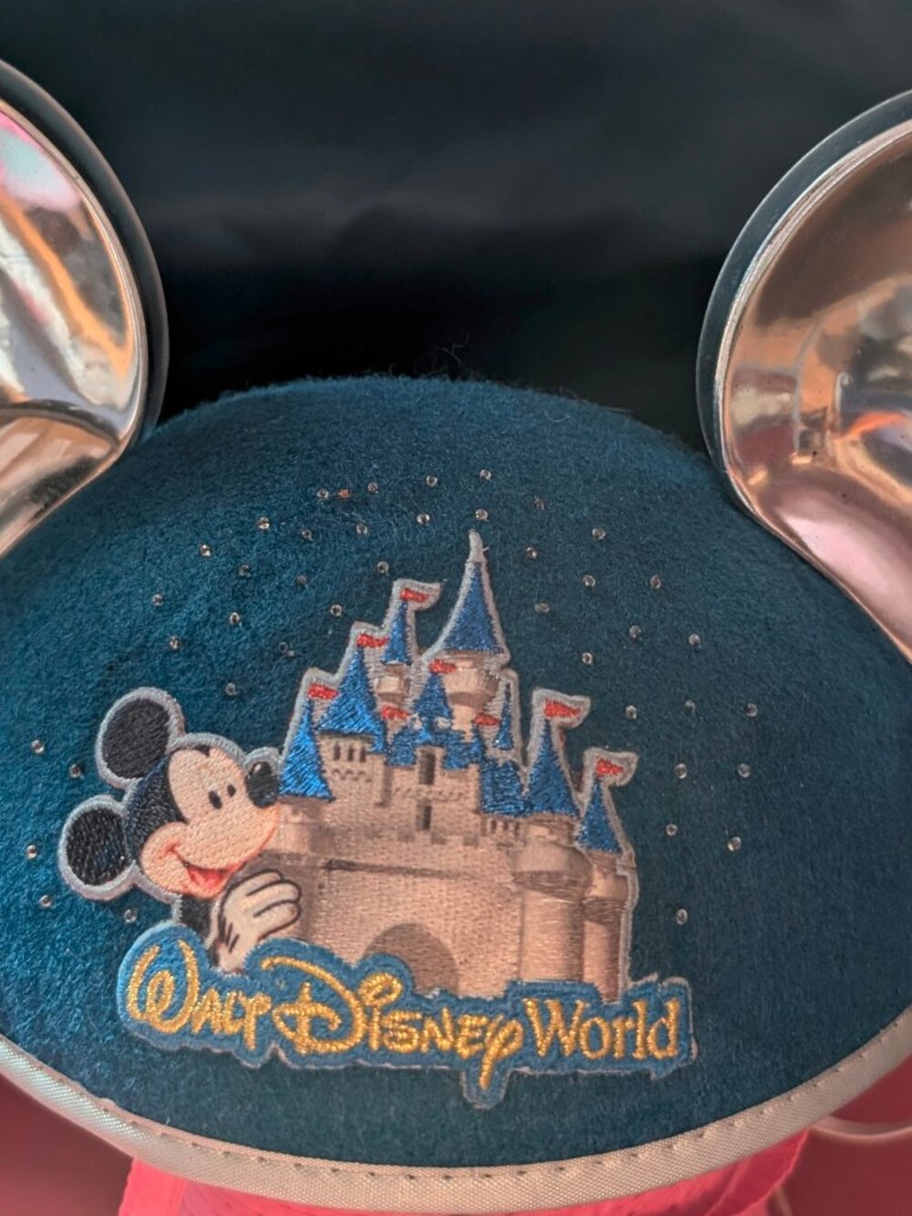 Disney Parks Mickey Mouse Ear Hat Blue Silver Castle Y2K - 1359